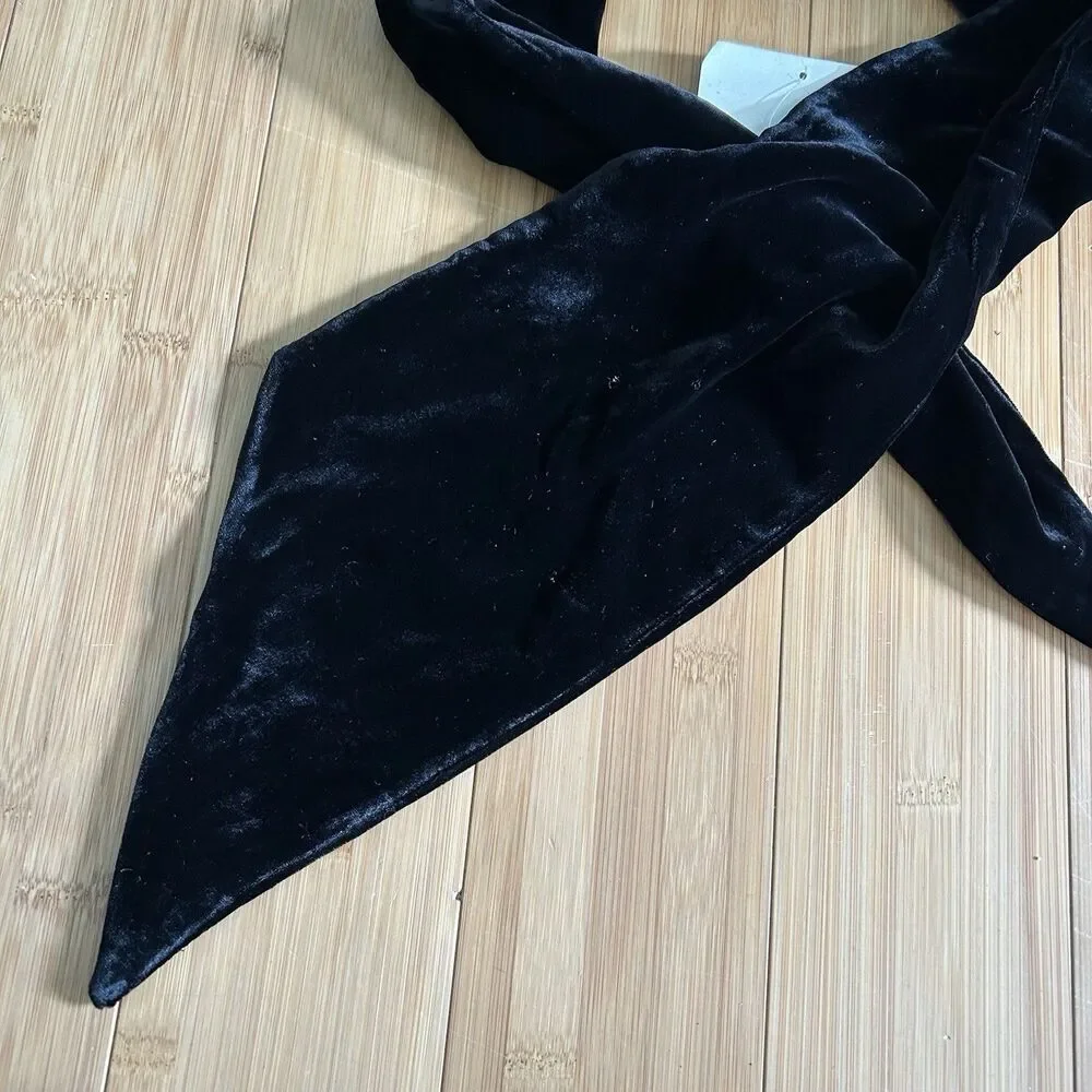 Putumayo Black Velvet Silk Scarf Neck Wrap Witchy Dark Romantic Whimsigoth Goth